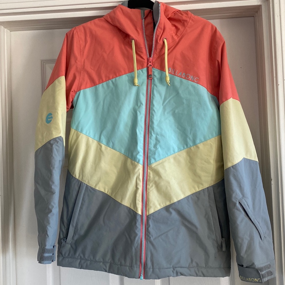 Billabong Pastel Colorblock Ski Snowboarding Snow Guard Hooded Winter Coat M